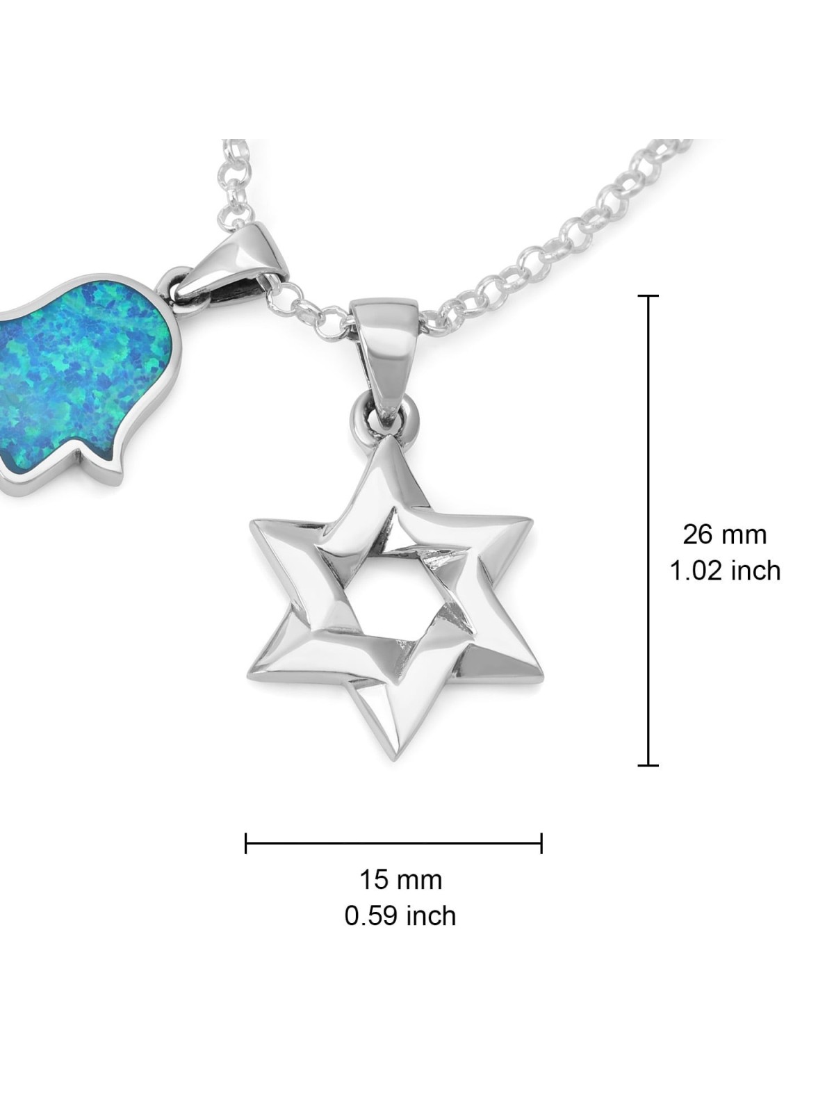 שרשרת חמסה משלבת כסף סטרלינג ואבן אופל